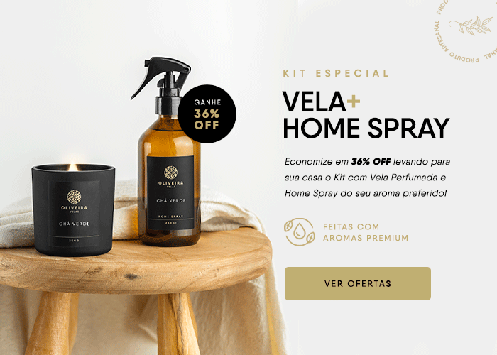 Velas Aromáticas e Home Sprays – Kit Especial – Oliveira Velas Velas Aromáticas e Home Sprays - Kit Especial - Oliveira Velas