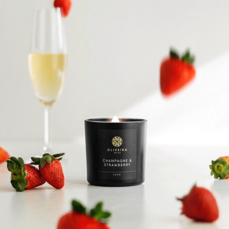 Vela Champagne & Strawberry - Vela Aromática de Champagne e Morango